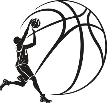 basketball player silhouette shooting ball clip art preview