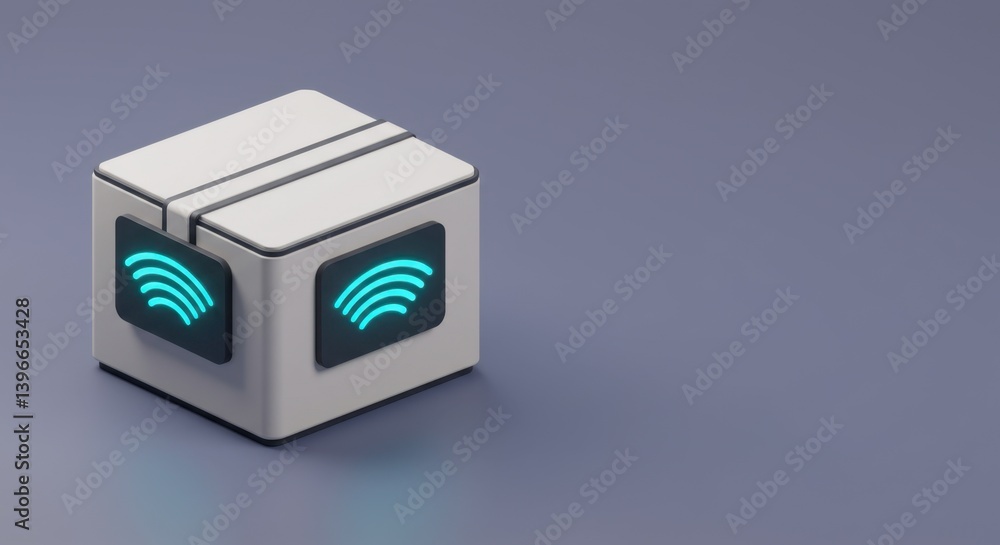 Aufkleber wireless network cube modern technology digital connectivity smart device