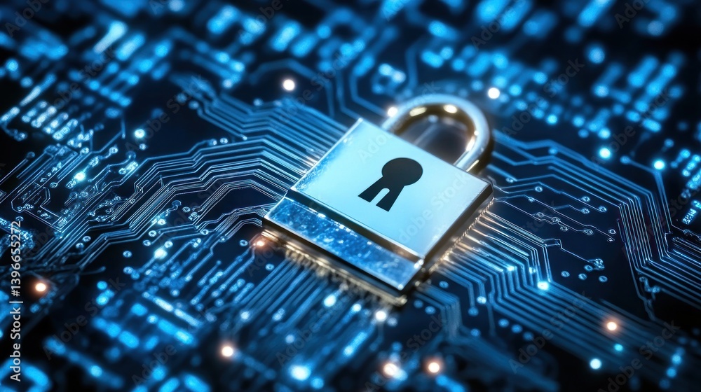 Poster cybersecurity, protecting digital assets with advanced encryption