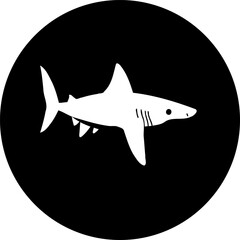 A striking monochromatic shark silhouette, embodying aquatic power and mystery within