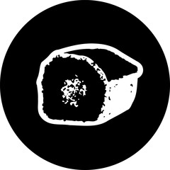 Abstract monochrome depiction of a textured cube inside a circular frame