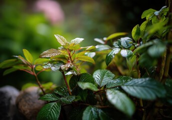 Close-up of vibrant green leaves with a blurred background, capturing nature's freshness and detail.