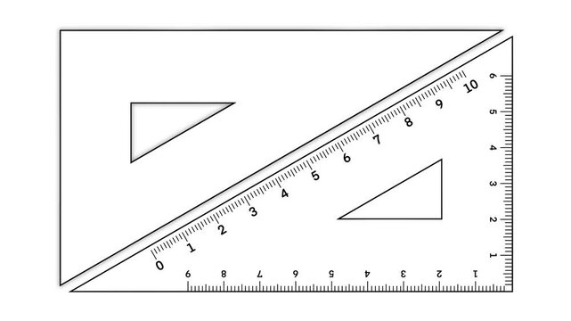 set square with various angles and measurements marked, educational, set square triangle isolated on a white background, Science and education, Ruler set for school, Geometry mathematics