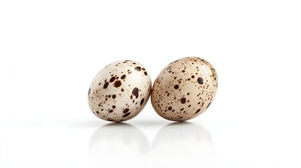 Obraz premium Realistic Photographs of Two Quail Eggs on White Background