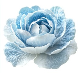 Obraz premium Isolated Cabbage Flower in Light Blue and White Hues on White
