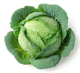 Fototapeta premium Fresh Savoy Cabbage on White Background for Healthy Eating Concepts
