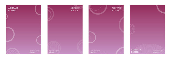 Fototapeta premium Set of Modern Plum Magenta Abstract Poster Layout Design Template. Gradient Background with Minimal Circles shapes