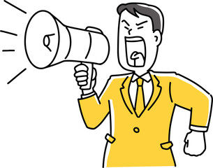 Fototapeta premium 拡声器で訴える男性社員