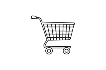 Empty shopping cart line art illustration