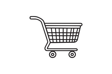 Empty shopping cart line art illustration