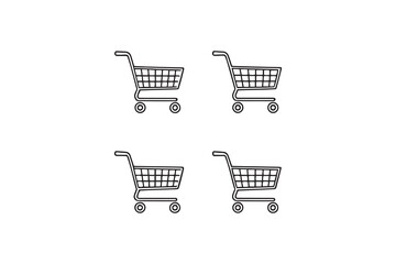 Empty shopping cart line art illustration