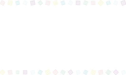 直線に並んだ模様入りの四角形がバラバラな角度で並ぶフレーム