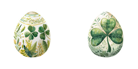 clover easter egg watercolor vector illustration
