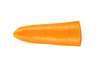 Top view of single orange carrot stick isolated with clipping path in png file format
