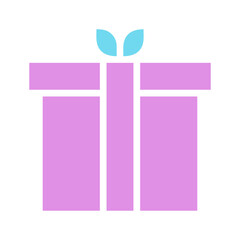 Minimalist Gift Box Symbol with Leaf Decoration