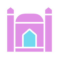 Contemporary Mosque Illustration in Pastel Palette