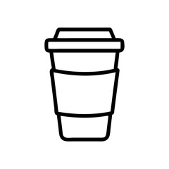 Black outline of a disposable coffee cup with a coffee bean symbol