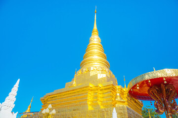"Wat Phrathat Chae Haeng" Temple at Nan Province, Thailand. Asia.