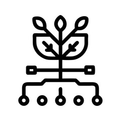 Growing Plant on Network Node Icon Design