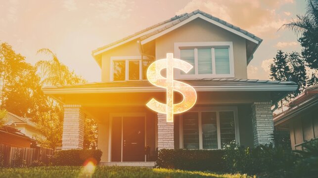 A house with a dollar sign overlay, symbolizing home equity.