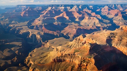 Overlooking high rocks in Grand Canyon - Sunny skies