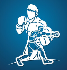 Shadow Ultimate Fighting Kickboxing Boxing Sport Mix Action Cartoon Graphic Vector