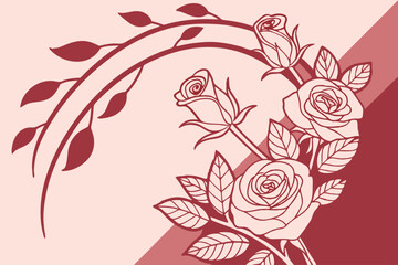 Elegant Floral Frame with Rose Accents and Gradient Border for Wedding Cards

