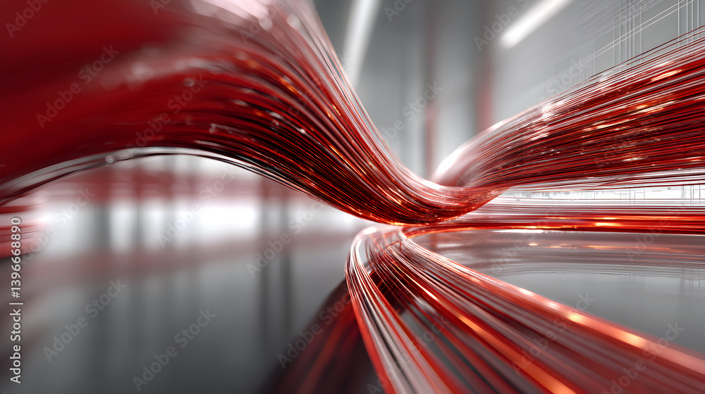 Poster abstract red flowing lines creating an energetic and dynamic visual representation of motion and tec