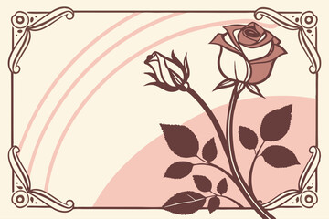 Elegant Rose Frame with Gold Gradient Accents for Luxury Wedding Invitation Design

