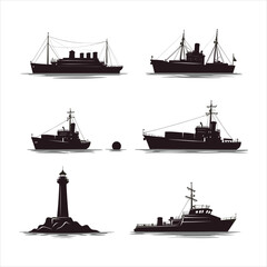 Ship black silhouette vector