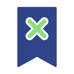 Obraz premium Vector Icon, Bookmark with Green Rounded Cross Mark
