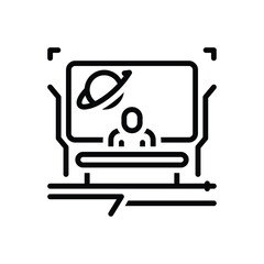 Black line icon for live news