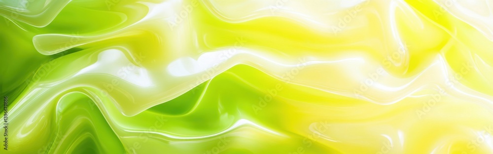 Aufkleber luminous flow: vibrant lime green abstract background with translucent waves and bright highlights