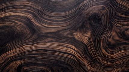 Close-up of dark hardwood texture, showcasing artistic swirls and depth