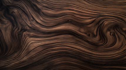 Elegant walnut plank with refined curves in wood grain and a matte sheen