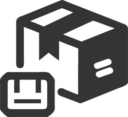 Obraz premium Parcel Icon, Delivery Box Icon, Packaging Box, Transparent Background, Minimalist Logo