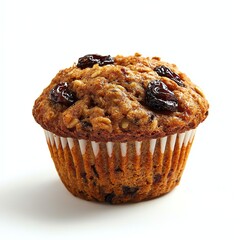 Delicious Raisin Bran Muffin on White Background for Breakfast Treat