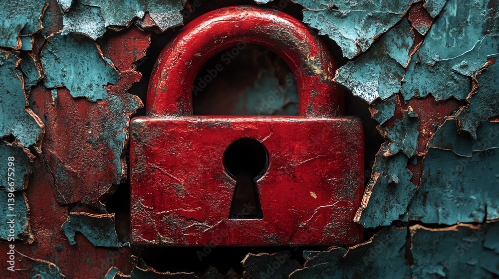 Leinwandbilder Cybersecurity breach concept, red broken padlock, hacker attack on internet system, security vulnerabilities, hightech digital atmosphere, generative AI rendering