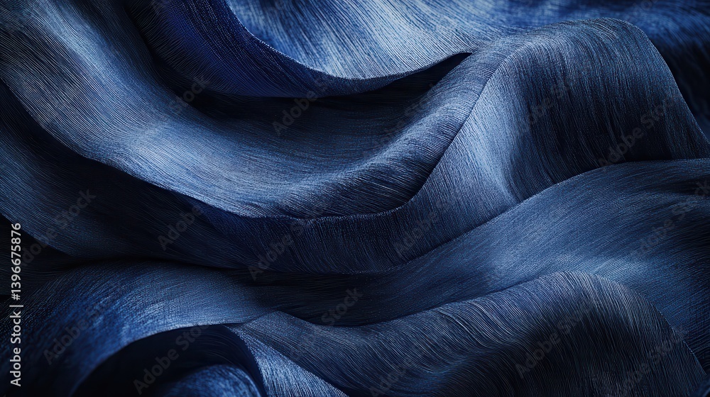 Aufkleber Abstract Deep Navy Blue Fabric Texture with Soft Waves and Subtle Linear Patterns for Backgrounds
