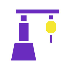 Stylized Industrial Crane Machine Flat Illustration