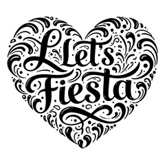 Heart-shaped "Let's Fiesta" graphic for marketing