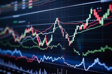 Obraz premium Financial Market Stock Charts Displayed On Screen Showing Investment Analysis Trends
