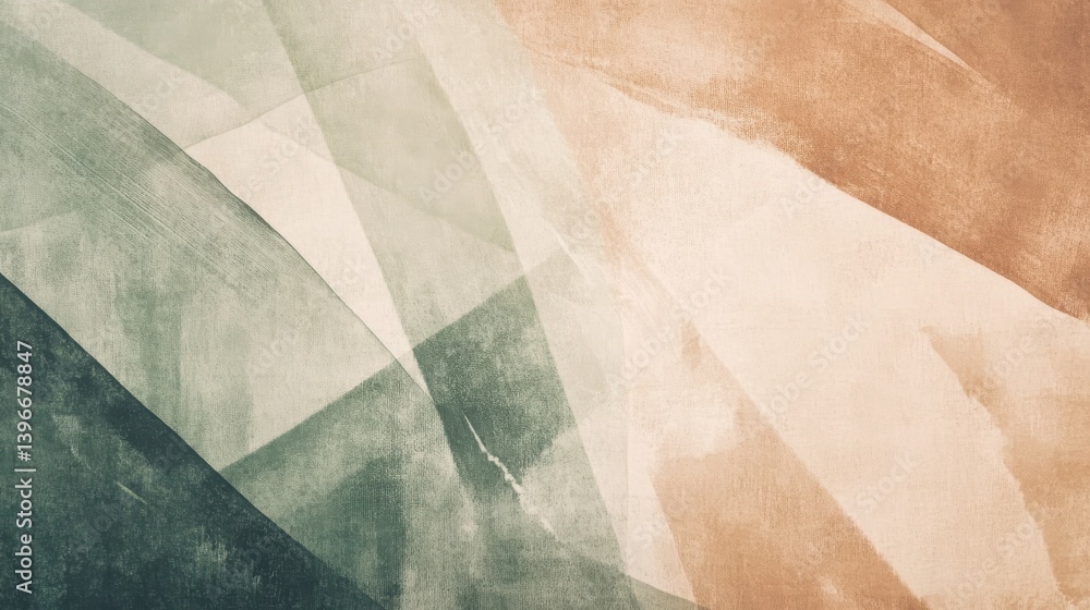 Poster minimalist abstract background with soft pencil strokes in earthy tones of green and brown on canvas