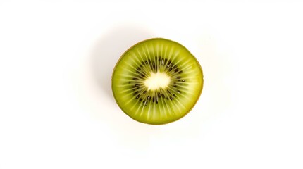Vivid Close-Up of Ripe Kiwi Fruit Slice on White Background – Healthy Tropical Superfood