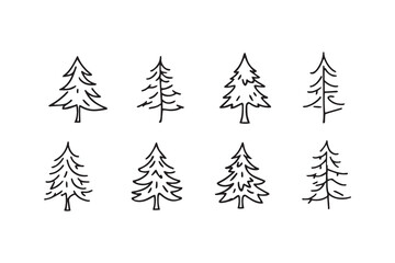 Obraz premium Pine Tree line art illustration