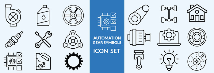 Set of vector line icons related to car service, auto repair and maintenance. Symbols for website or app ui, logo design, illustration