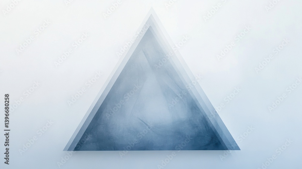 Poster Abstract blue triangle design on white canvas, creating a layered visual effect with faded edges and textured background for artistic use