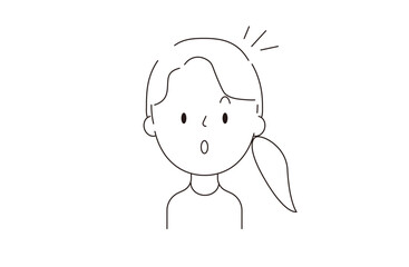 ポニーテールの女性　驚く