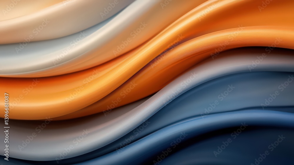 Aufkleber fluid gradient texture in orange white and navy blue creates a wave pattern ideal for use as backgro