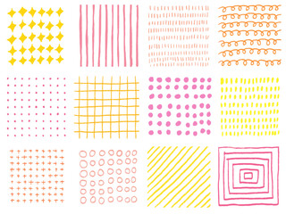 手描きあしらセット　パターン　色えんぴつ